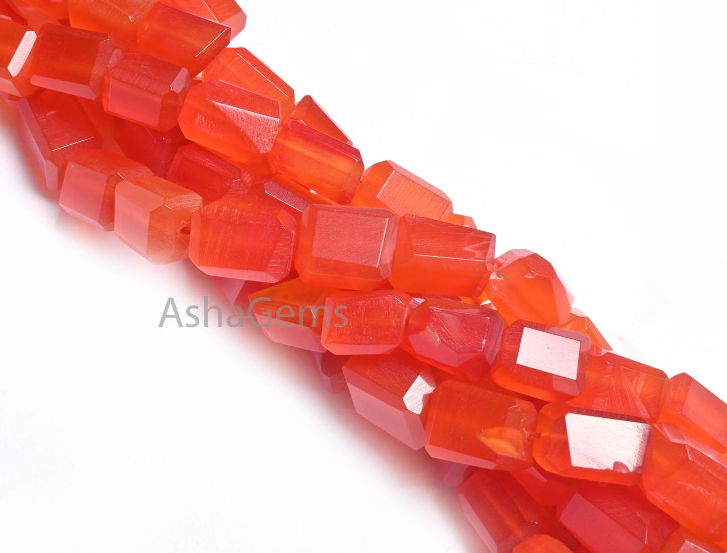 Beautiful Red Orange Chalcedony faceted Nugget Shape Handmade Beads, AAA Chalcedony Tumble Gemstone Indian Cut Chalcedony Beads Jewelry SALE