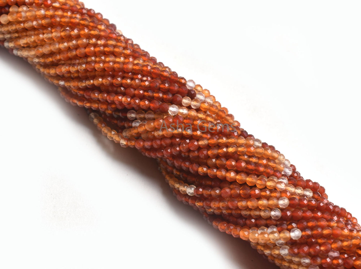 3 mm Beautiful Carnelian Micro Cut Round Faceted Gemstone Beads Fine Quality Shaded Orange Red Carnelian Machine Cut Bead Carnelian Jewelry