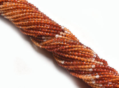 3 mm Beautiful Carnelian Micro Cut Round Faceted Gemstone Beads Fine Quality Shaded Orange Red Carnelian Machine Cut Bead Carnelian Jewelry