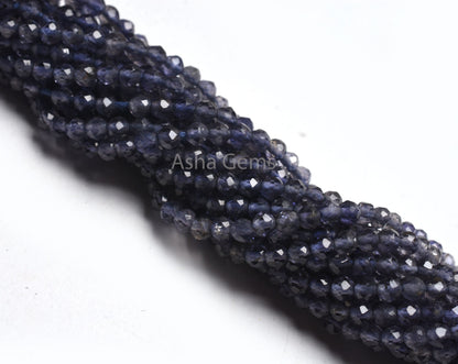 2.5 mm Natural Blue Iolite Micro Cut Faceted Rondelle Beads,13" Strand AAA Quality Iolite Machine Cut Beads, Iolite Bead Jewelry Craft SALE