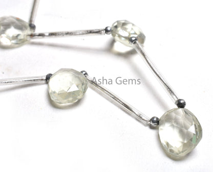 Green Amethyst faceted Pear+ Uneven Briolette Shape gemstone beads, Amethyst Side Drill Beads, Green Amethyst fancy Bead Jewelry Making SALE