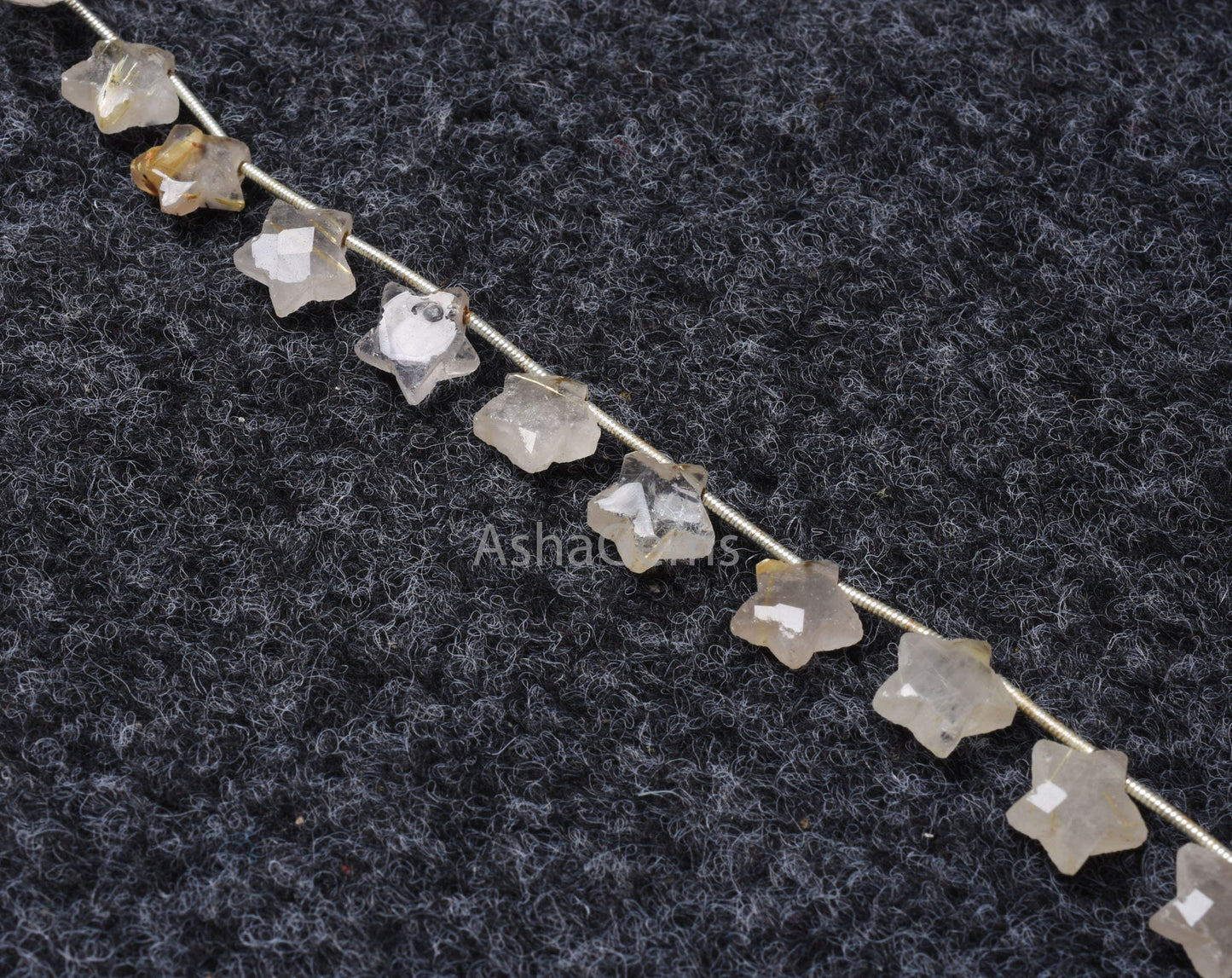 Natural Rutile Faceted Star Briolette Beads,10 mm Light Yellow Golden Rutile Fancy Star Shape Carved Beads Rutile Gemstone Carving Bead SALE