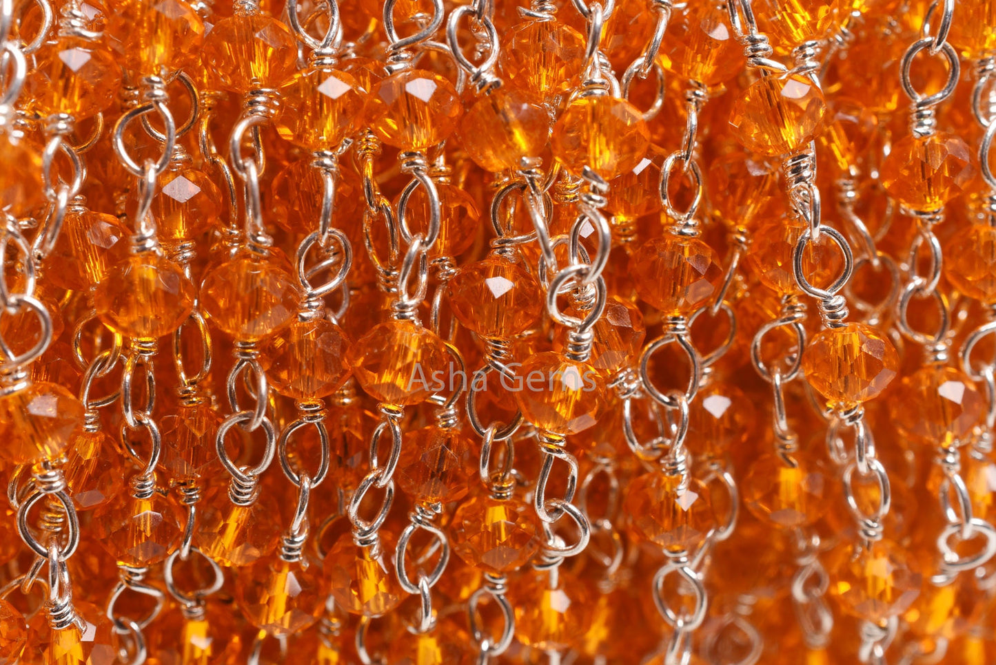Fanta Orange Hydro Faceted Rondelle Beads Rosary Chain,3 mm Carnelian Color Hydro Silver Plated Chain Jewelry Making Crafts Wire Wrap Chains