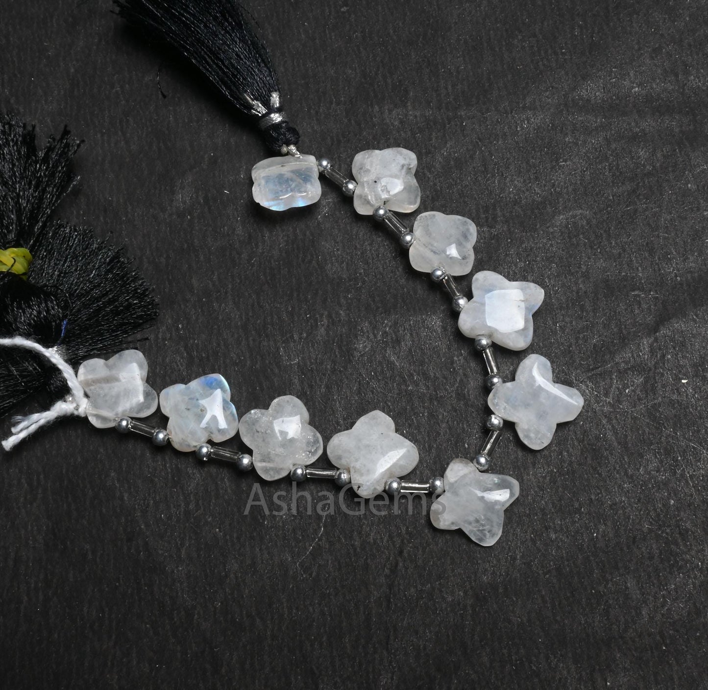 Beautiful White Rainbow Moonstone Carve Flower Gemstone Beads, Blue Fire Rainbow carving handmade Fancy Side Drill Beads Jewelry Craft SALE