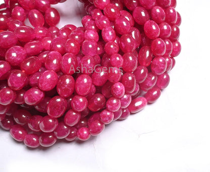 Beautiful Pink Quartz Smooth Puff Oval Shape Beads,9/18" Fine Red Pink Quartz Handmade Oval Straight Drill Gemstone Beads Jewelry Craft SALE
