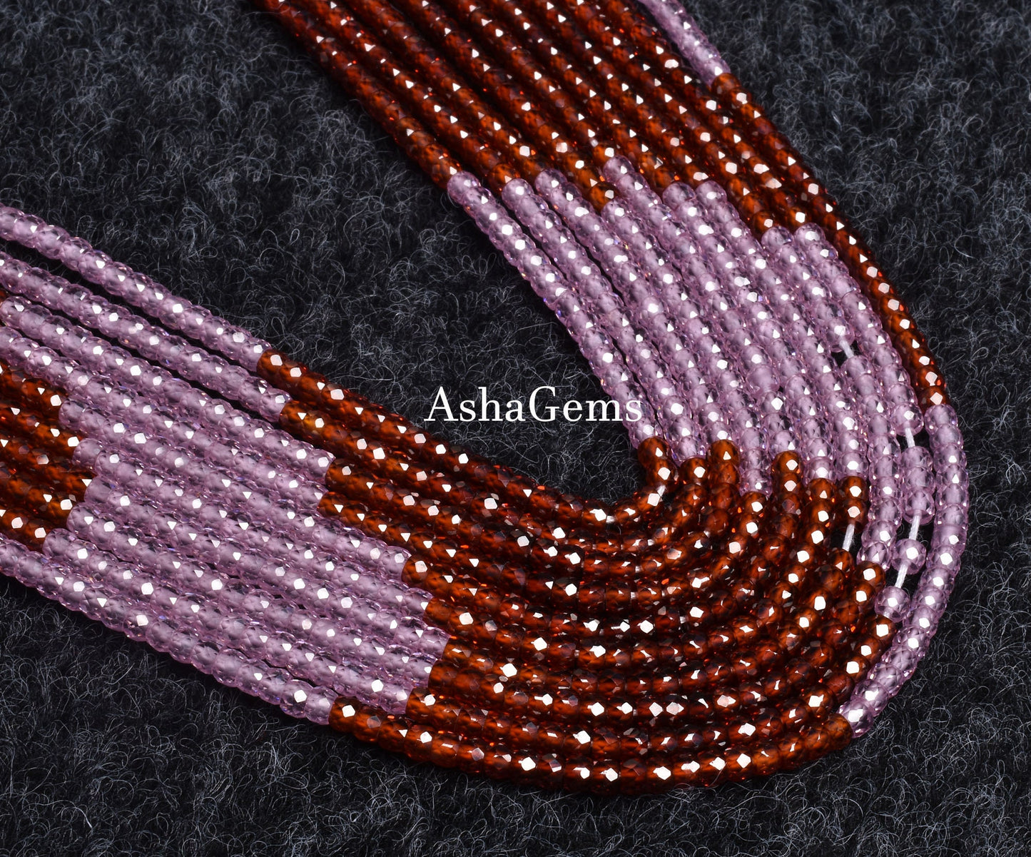 Rare Pink Red Whine Color Zircon Faceted Ronelle Bead, 3 mm Pink Red Wine Zircon Micro Machine Cut Gemstone Bead, 13"Strand Micro cut Zircon