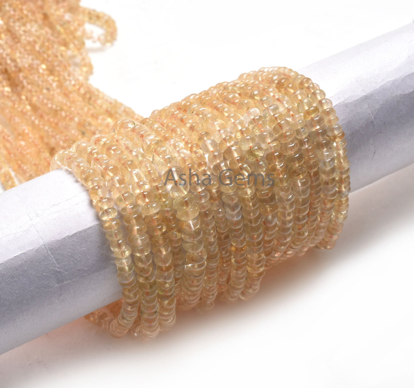 Natural Citrine Quartz Smooth Rondelle Beads, Yellow Citrine Plain Handmade Gemstone Loose Beads,12" Citrine Beads Jewelry Making Craft SALE