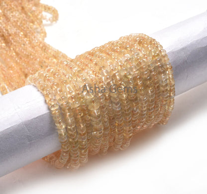 Natural Citrine Quartz Smooth Rondelle Beads, Yellow Citrine Plain Handmade Gemstone Loose Beads,12" Citrine Beads Jewelry Making Craft SALE