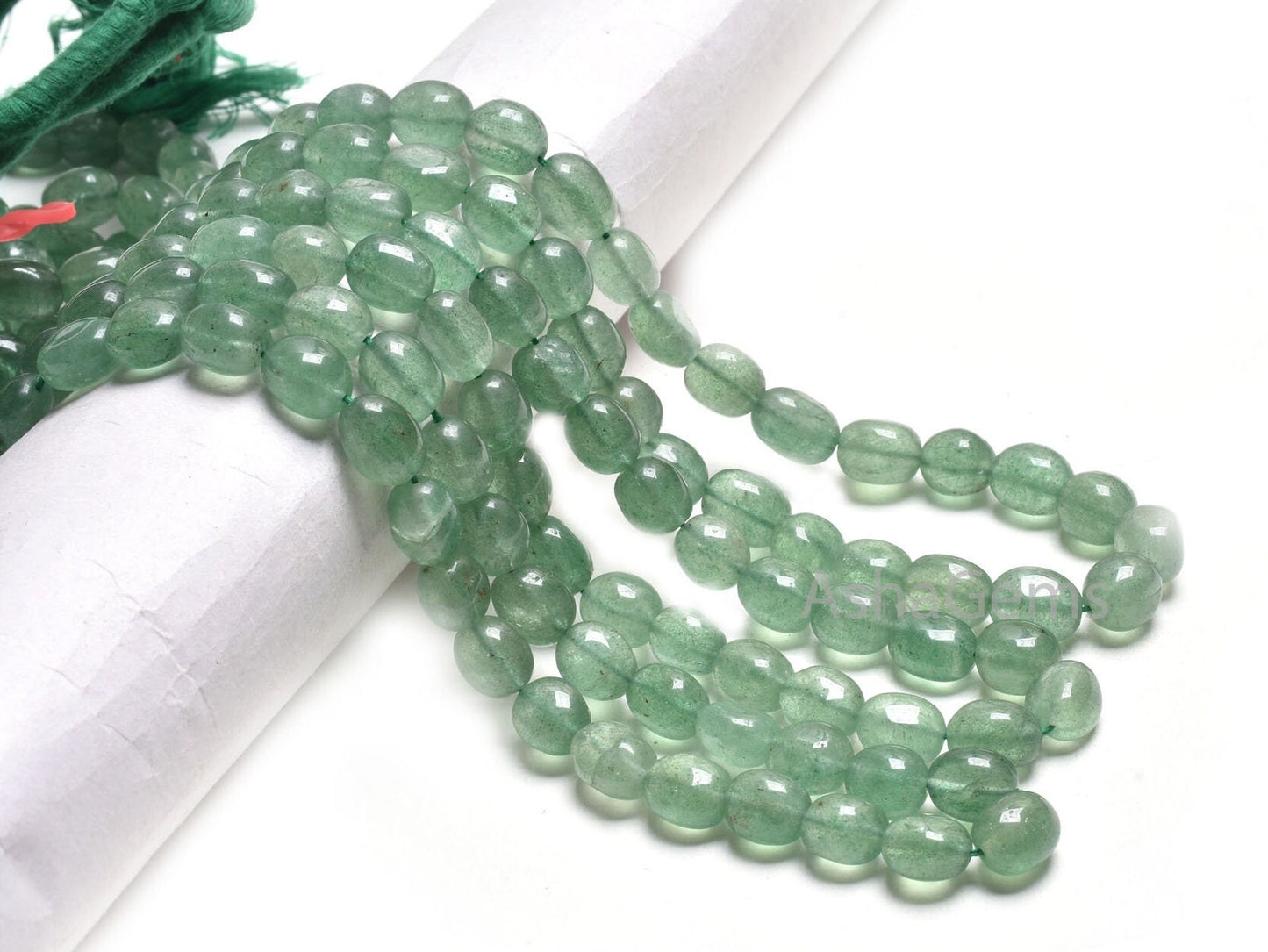 Natural Green Strawberry Handmade Oval Shape Beads, Fine Strawberry Quartz Smooth Puff Oval Uneven Nugget Gemstone Bead Jewelry making Craft