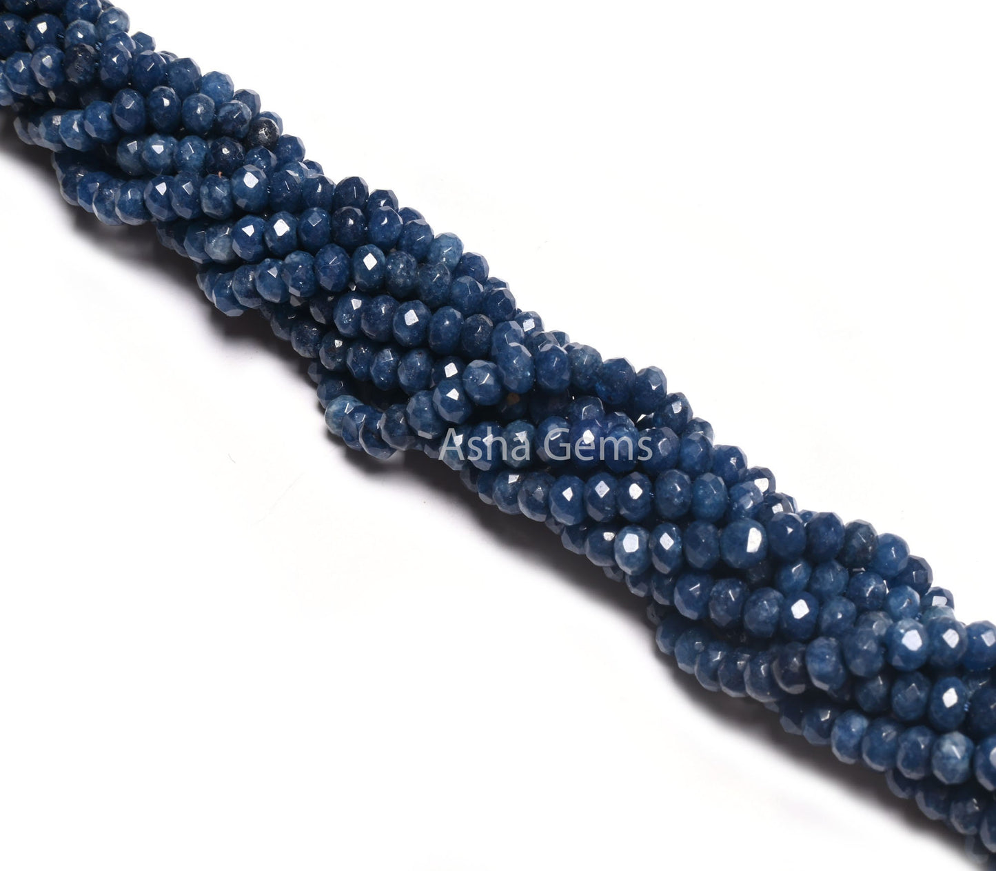 4.5 mm Fine Blue Jade Quartz faceted Rondelle Shape Beads, Blue Sapphire Color Jade Quartz machine cut Gemstone Beads Jewelry makings Crafts
