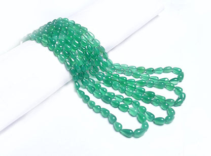 Fine Green Onyx Smooth Drop Gemstone loose Beads, Onyx Plain Handmade Teardrop Straight Drill Beads Green Onyx Beads Jewelry Handicraft SALE