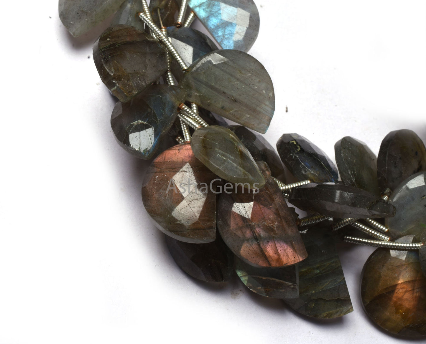 Natural Flash Labradorite Fancy D Shape Gemstone Beads Black rainbow Faceted Briolette beads, Labradorite Side Drill Beads For Jewelry Craft