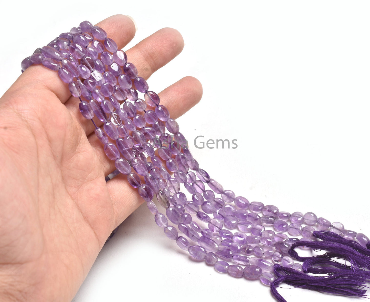Natural Amethyst Smooth Handmade Oval Shape Gemstone Beads,13" Purple Blue Amethyst Uneven Oval Nugget Beads, African Amethyst Bead Jewelry