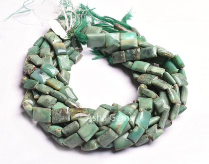 Natural Green Chrysoprase Smooth Chiclet Beads,15"Strand Chrysoprase Beads Gemstone Fancy Handmade Uneven Rectangle Straight Drill Bead SALE