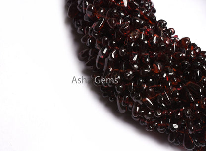 Beautiful Red garnet Drops Shape Smooth Gemstone Beads, natural Garnet Plain Handmade Uneven Drops Side Drill Bead Garnet Teardrop Bead SALE