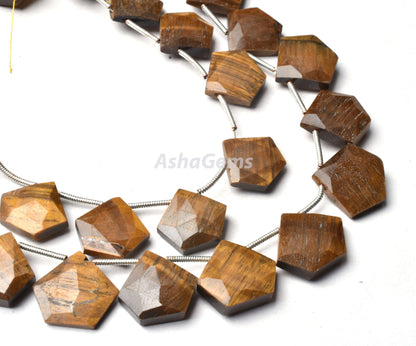 Beautiful Tiger Eye Fancy 5 Corner Heart Shape faceted Beads,8" Strand Tiger Eye fancy Briolette Side Drill Gemstone Bead Jewelry Craft SALE