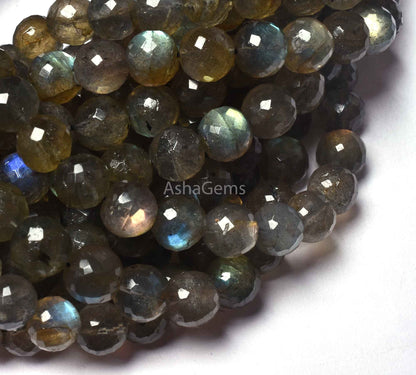 Blue Fire labradorite Round Shape Beads,8-8.5mm Natural Labradorite Faceted Round Ball Beads, Black Rainbow Loose Gemstone Beads For Jewelry