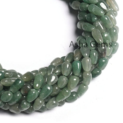 Green Aventurine Smooth Drop Shape Handmade Gemstone Beads,13" Strand Shaded Green Margaj Uneven Teardrop Straight Drill Beads Jewelry SALE