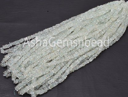 Natural Blue Aquamarine Smooth Square Shape Gemstone Beads, Aquamarine Beads, AAA Aquamarine Plain Handmade Heishi Square Flat Beads Jewelry