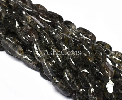 Amazing Black Dot Quartz Smooth Uneven Oval Shape Gemstone Beads, Black Dot Quartz Plain Oval Beads, Quartz Handmade Loose Beads For Jewelry