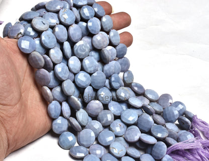 Beautiful lavender Blue opal Faceted Coin Shape Gemstone Beads,8"Strand Purple Blue Opal Briolette Coin Beads Opal Faceted Bead Jewelry SALE
