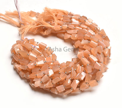 AAA Quality Peach Moonstone Faceted Nugget Shape Beads, Natural Moonstone Tumble Briolette Straight Drill Bead, Pink Moonstone Beads Jewelry