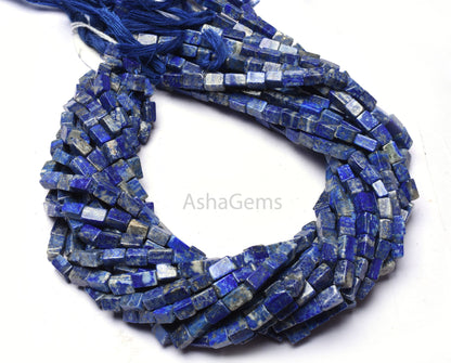 Lapis Lazuli Smooth Gemstone Beads,13" Strand Natural Blue lapis Plain handmade Uneven Shape Rectangle Beads, Lapis Beads For Jewelry making