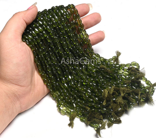 5.5-7.5 mm Beautiful Green Apatite Color Hydro Smooth Oval Shape Beads,13"Fine Heena Green Hydro Plain Oval Handmade Bead Jewelry Craft SALE