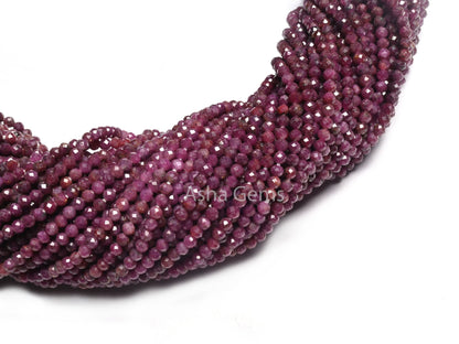 Genuine Red Ruby Micro Cut Faceted Rondelle Shape Tiny Beads,2 mm Shaded Red Ruby machine Cut Gemstone Beads,Fine Ruby Beads Jewelry Crafts