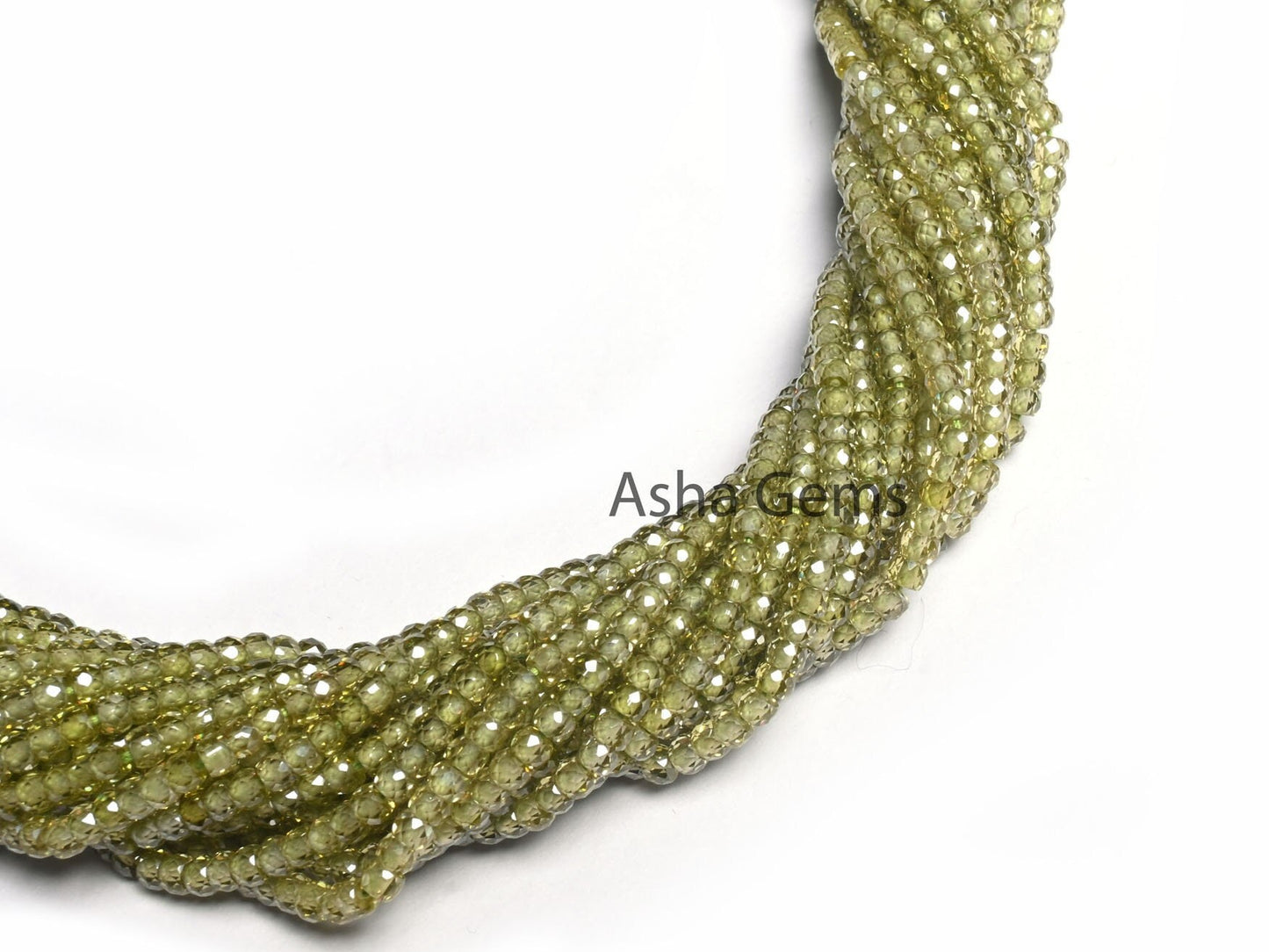 15" Strand Beautiful Green Zircon Micro Cut Rondelle Faceted Gemstone Beads 3 mm, AAA Quality Peridot Green Color Cubic Zircon Beads Jewelry