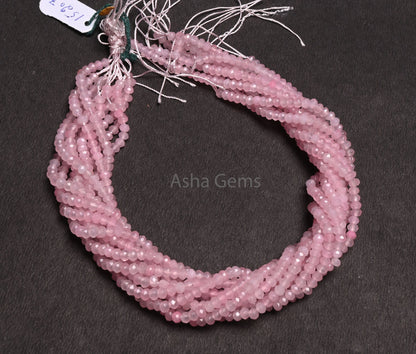 4.5 mm Rose Pink Jade Quartz faceted Rondelle Shape Gemstone Loose Beads,13.5 inch Fine Pink Jade Quartz machine cut Bead Jewelry Craft SALE