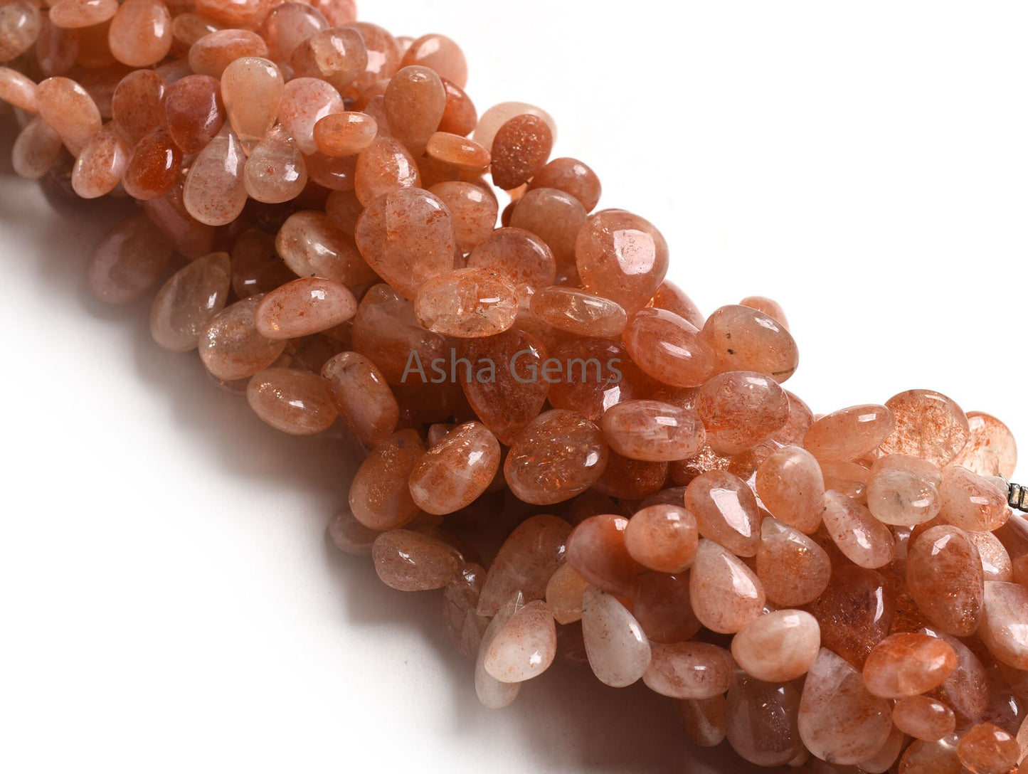 Natural Shaded Red Sunstone Smooth Pear Shape Gemstone Beads,8" Strand Sunstone Beads, Sunstone Teardrop Handmade Side Drill Bead Craft SALE