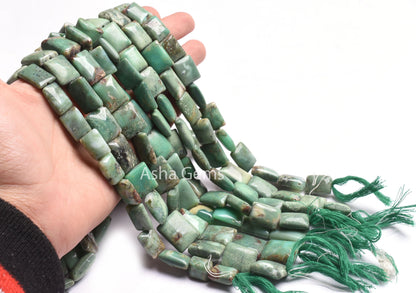 Natural Green Chrysoprase Smooth Chiclet Beads,15"Strand Chrysoprase Beads Gemstone Fancy Handmade Uneven Rectangle Straight Drill Bead SALE