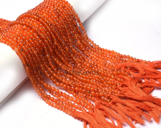 Beautiful Orange Carnelian Smooth Round Shape Beads, 13" Strand, Natural AAA Carnelian Smooth Round Ball Gemstone Beads, Carnelian Bead