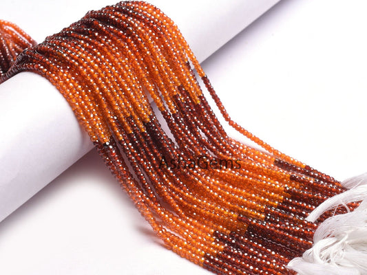Shaded orange red zircon Faceted Rondelle Beads,13" Strand Cubic zirconia beads,3mm AAA Zircon Micro Cut Machine Cut Bead Jewelry Craft SALE