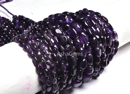 Beautiful African Amethyst Plain Uneven Oval Gemstone Beads,13"Strand Purple Amethyst Smooth Oval Shape Beads, Amethyst Handmade beads Craft