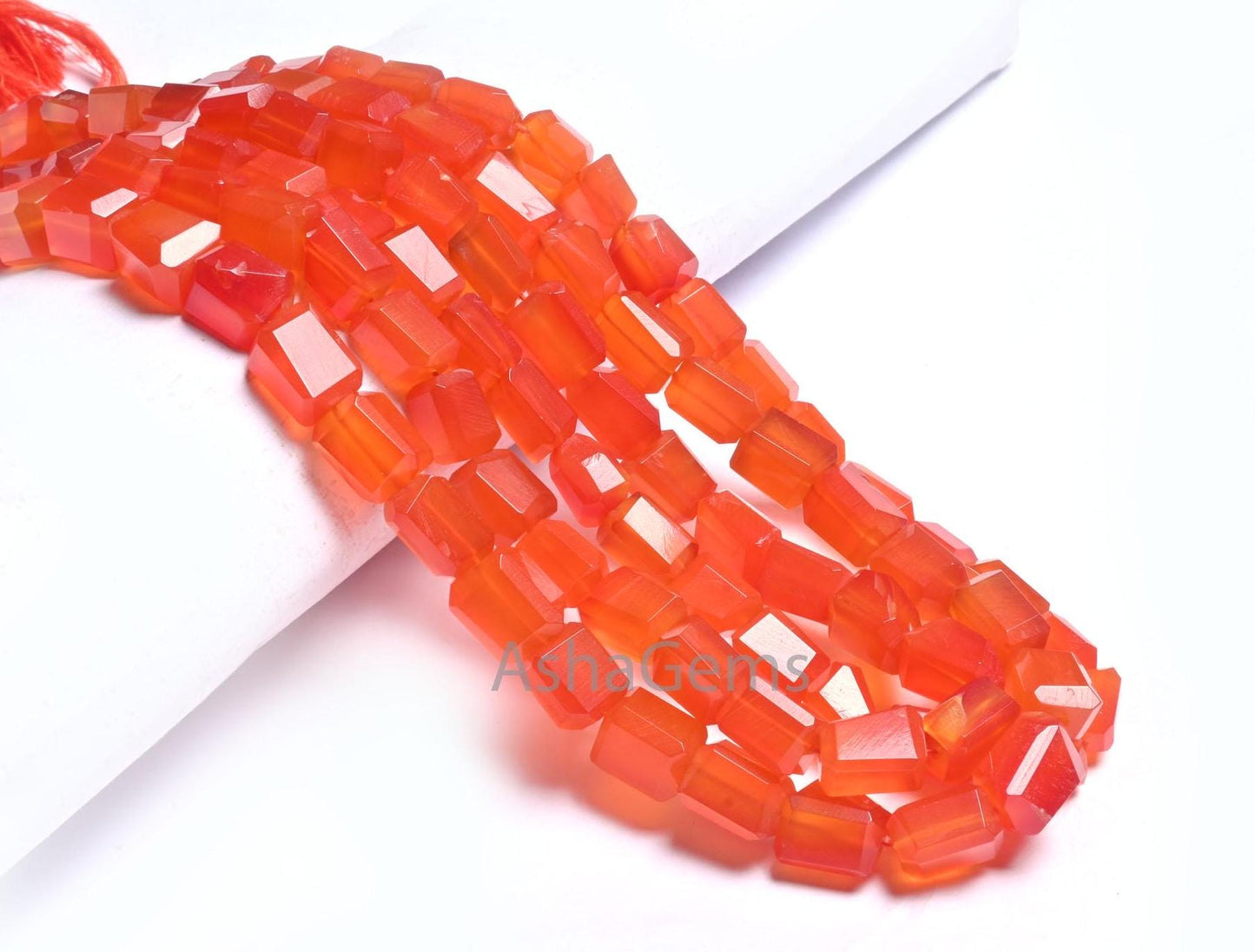 Beautiful Red Orange Chalcedony faceted Nugget Shape Handmade Beads, AAA Chalcedony Tumble Gemstone Indian Cut Chalcedony Beads Jewelry SALE