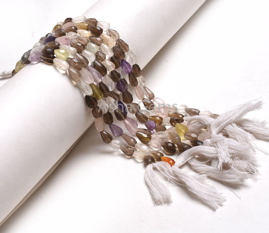 Natural Color Stone Faceted Drop Shape Beads, Fine Quality Multi Color Disco Beads, Mix Gemstone Teardrop Straight Drill Jewelry Crafts SALE