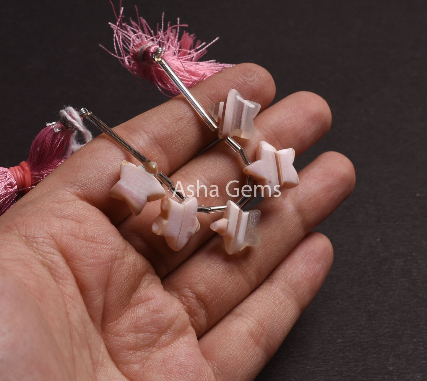 Beautiful Opal Fancy Star Shape Carving Beads, Boulder Pink Opal Smooth Carved Star Gemstone Beads, Opal Side Drill Bead Jewelry Making SALE