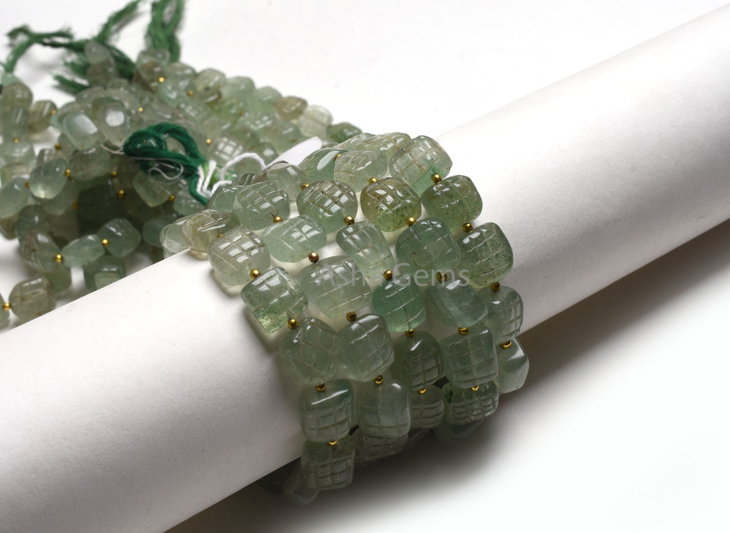 Fine Green Strawberry Carving Fancy Beads, Strawberry Quartz Uneven Square Nugget Shape Carved Gemstone Beads, Strawberry Quartz Beads Craft