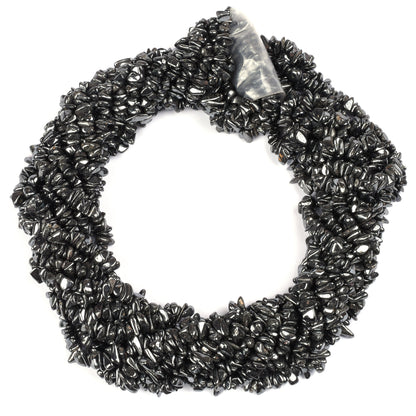 34 inch Natural Gun Metal Uncut Chips Raw Gemstone Beads Gunmetal Rough Smooth Nugget Beads, AAA Black Gun metal, Hematite Beads Raw Stones