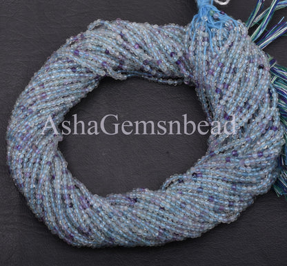 2.5mm Fine Quality Blue Fluorite Micro Cut Faceted Rondelle Gemstone Beads, Natural Fluorite Machine Cut Beads for Jewelry Making Craft SALE