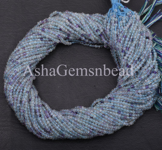 2.5mm Fine Quality Blue Fluorite Micro Cut Faceted Rondelle Gemstone Beads, Natural Fluorite Machine Cut Beads for Jewelry Making Craft SALE