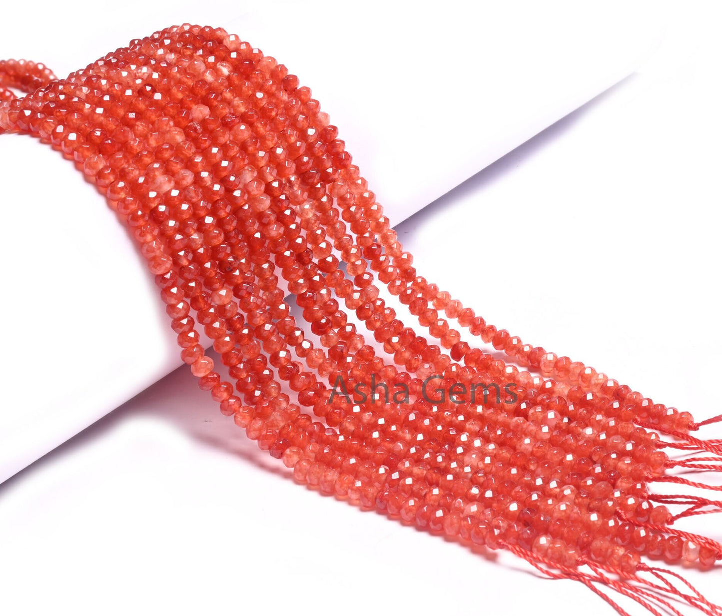 Shaded Orange Red Jade Quartz Faceted Gemstone Beads,4.5 mm Fine Carnelian Color Jade Quartz Rondelle Beads, Jade Bead Jewelry Making Craft