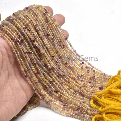 AAA Yellow Fluorite Micro Cut Faceted Rondelle Beads,3 mm Natural Fluorite Machine Cut Gemstone Beads, Rare Fluorite Bead Jewelry Craft SALE