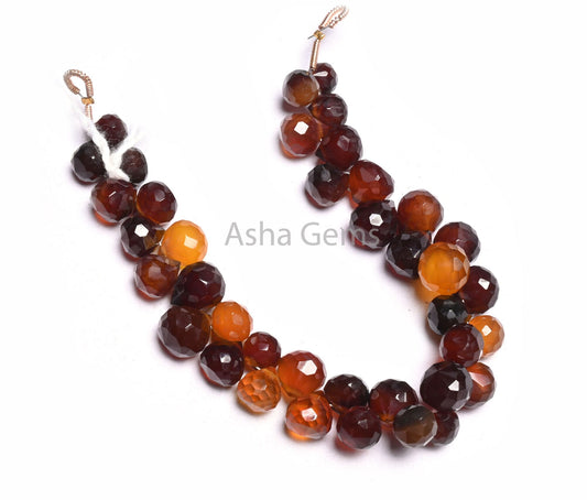 Shaded Brown Chalcedony Faceted Onion Shape Gemstone Beads,6-8 mm Fine Chalcedony Fancy Onion Briolette Side Drill Bead Jewelry Making Craft