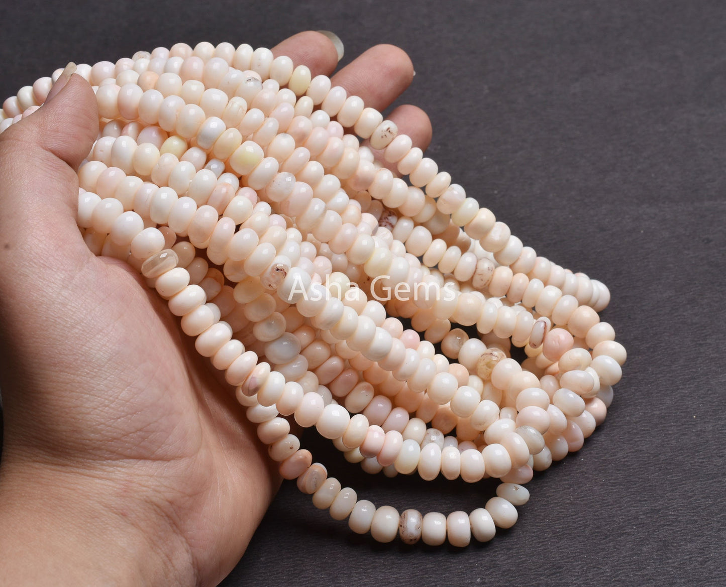 9 mm AAA Off White Light Peach Opal Smooth Rondelle Beads, Off White Opal Plain Handmade Gemstone Beads, Opal Bead Jewelry Making Craft SALE