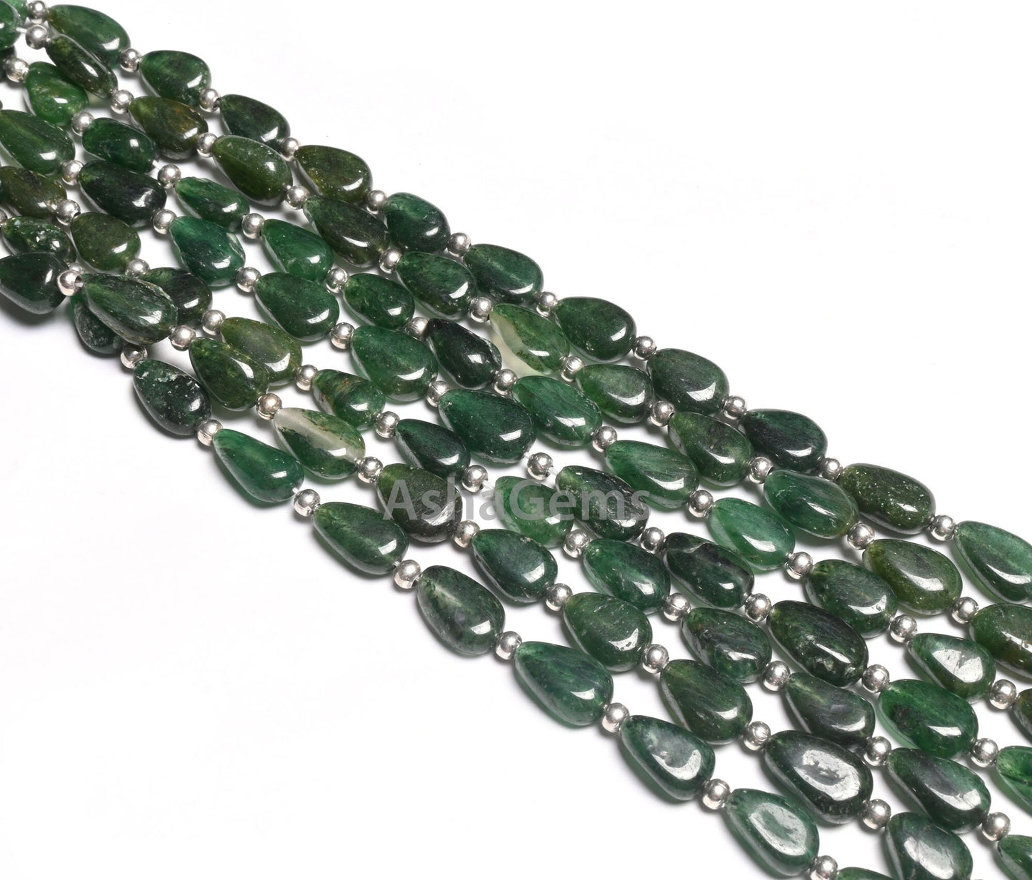 Beautiful Green Mica Smooth Pears Shape Gemstone Beads,9" Natural Mica Margaj Handmade teardrop Straight Drill bead Jewelry Handicrafts SALE