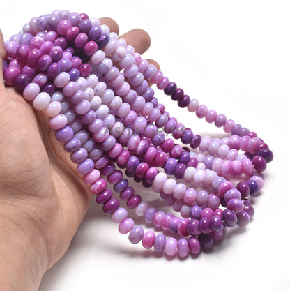 Beautiful Shaded Purple Opal Plain Handmade Rondelle Beads,16" Strand Lavender Opal smooth Gemstone Loose Opal Beads Necklace Jewelry SALE