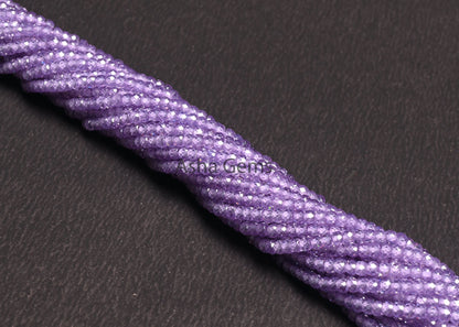 Beautiful Lavender Blue Zircon Micro Cut faceted Beads,3 mm Light Purple Zircon Machine Cut Rondelle Beads,12.5" lavender Cubic Zircon Beads